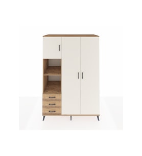 Kronos Dolap 6 Raflı 3 Çekmeceli Tek Askılı 132x59x195 Çam-Aytaşı/Çam