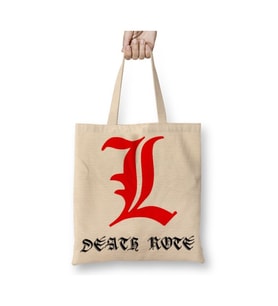 Death Note L Ryuzaki Beyaz Bez Çanta Uzun Saplı Alışveriş Çantası Plaj Çantası
