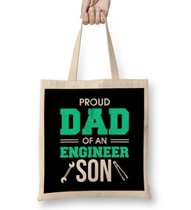 Proud Dad Of An Engineer Son Engineering Father Bez Çanta Uzun Saplı