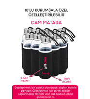 Kurumsala Özel Kılıflı Cam Matara , Özelleştirilebilir 10lu Kılıflı Cam Matara 470 ML Borosilikat