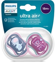 Avent Ultra Air Emzik, 18 Ay+, Kız Bebekler için, 2'li Paket, Ortodontik Silikon, Geniş Hava Delikli, Mikrodalga Sterilize Edilebilir, BPA İçermez, Taşıma Kutulu, SCF349/22