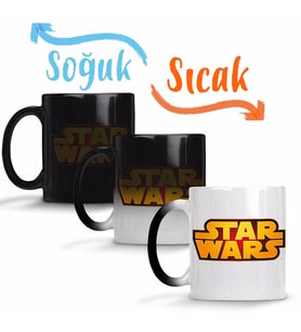 Star Wars Logo Beyaz Zemin Sihirli Kupa Bardak Porselen