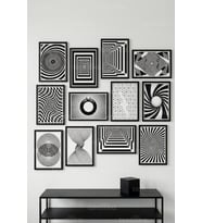 12 Parça Optik Geometrik 2 Renk Seçenekli Dekoratif Çerçeve Görünümlü Tablo Seti