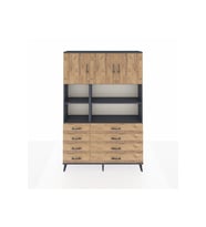 Arges Gardrop 8 Raflı 8 Çekmeceli 3 Kapaklı 132x30x195 Antrasit-Çam