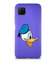 Huawei P40 Lite Soft Premier Kapak Donald Duck-F Tasarımlı Silikon Kılıf - Mor (Şeffaf)