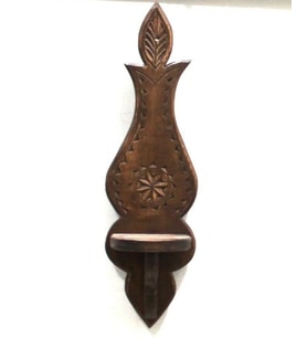 Ahşap  Ahşap El Oyması  Lambalık Raf 48x13x11 cm.