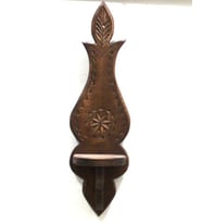 Ahşap  Ahşap El Oyması  Lambalık Raf 48x13x11 cm. (Kahverengi)
