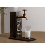 BK Gift Kişiye Özel Kabartma İsimli Musluklu Siyah(Ebony) Ahşap Rakı Standı, Rakı Çeşmesi, Doğum Günü Hediyesi, Ev Hediyesi, İçecek Dispenseri (Model 1)