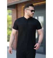 Erkek Hakim Yakalı Kısa Kollu Pamuklu T-shirt