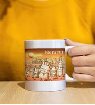 Nemrut Tasarımlı Beyaz Kupa