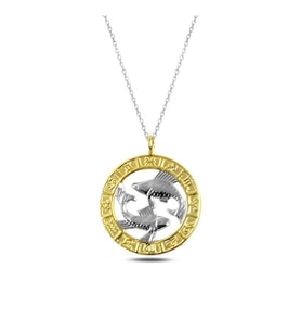 Burç Balık Gold 925 Ayar Gümüş Kolye