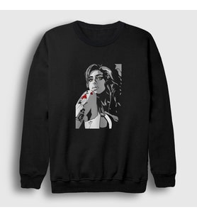 Presmono Unisex Siyah Cynthia Amy Winehouse Sweatshirt 151937tt