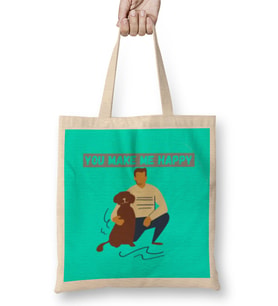 You Make Me Happy Dog Lover Gifts Bez Çanta Uzun Saplı