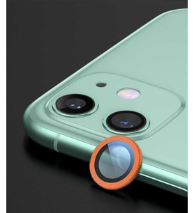 Apple Apple iPhone 12 Kamera Lens Koruyucu HD Kalite Çerçeveli Tempered Glass Cam (Turuncu)