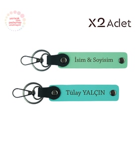 Sevgiliye Evlilik Teklifi Hediyesi, İsim & Soyisim Kişiselleştirilmiş 2’li Anahtarlık, Yeşil-Turkuaz