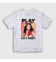 Presmono Unisex Çocuk Beyaz Play Müzik Katy Parry T-Shirt 486498tt
