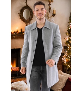 PLT8365 DEWBERRY ERKEK PALTO-DÜZ GRİ