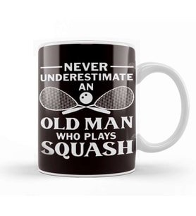Old Man Squash Player Indoor Tennis Court Ball Sports Match Kupa Bardak Porselen