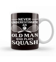 Old Man Squash Player Indoor Tennis Court Ball Sports Match Kupa Bardak Porselen