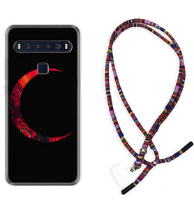 TCL 10L 10 Plus 10SE 20E 20SE 30 L7 Kılıf Boyun Asklı Rasta Silikon Red Moons 1747
