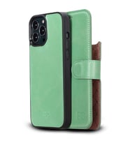 Bouletta Apple iPhone 13 Pro Max Uyumlu Deri Cüzdanlı Kılıf NU6 Yeşil
