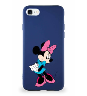 Apple iPhone 8 Soft Premier Kapak Minnie Mouse-F Tasarımlı Silikon Kılıf - Lacivert (Şeffaf)