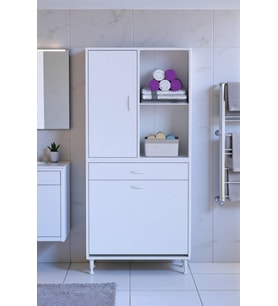 Eliusta Liora Beyaz Çok Amaçlı Banyo Dolabı 70 cm Genişliğe Sahip 70x171x32,5 cm Çift Sepetli 2 Raflı Dolap