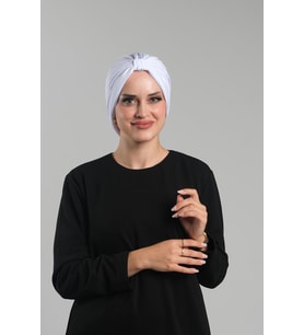 Beyaz Pratik Hazır Geçmeli Tesettür Bone Sandy Pileli Salaş 2121_42