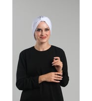 Beyaz Pratik Hazır Geçmeli Tesettür Bone Sandy Pileli Salaş 2121_42