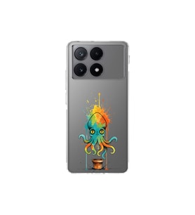 Poco X6 Pro ile uyumlu Splash ahtapot tasarımlı şeffaf silikon kılıf