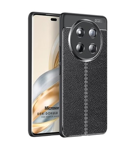 Microsonic Honor Magic 7 Lite Kılıf Deri Dokulu Silikon Siyah