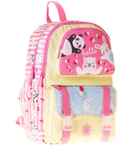 Kaukko Kids Dört Bölmeli Kız Çocuk Hello Baskılı Sarı - Pembe Okul Sırt Çantası - L5308