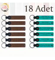 A Kahve & Koyu Turkuaz, Aile Buluşmalarına Küçük Hediye, 18’li Set, Kişiye Özel Hatıra Anahtarlık