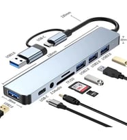 8 In 1 Usb Type-C Usb 2.0/3.0 Audio 3.5 Tf Sd Çevirici Adaptör Çok Portlu Çoklayıcı Usb Hub