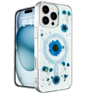 iPhone 16 Pro Max Kılıf Daisy Simli Magsafe Kapak - Mavi