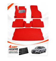 e-biz AUDİ A4 SEDAN (2008-2015) Uyumlu EVA Oto Paspas Bagaj Paspası Dahil Kırmızı