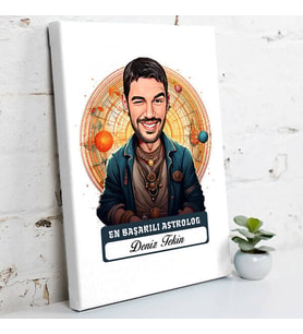 Kişiye Özel Hediye Karikatürlü En Başarılı Erkek Astrolog Kanvas Tablo