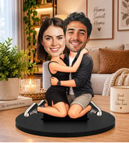 Kişiye Özel Fotoğraflı Sarılan Çift Biblosu – Romantik Karikatür Sevgiliye Yıldönümü Hediyesi