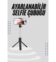 Tripod Selfie Çubuğu Bluetooth Kumandalı Kablosuz Led Işıklı