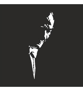 Atatürk Silüet Sticker 25x10 cm Beyaz