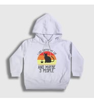 Presmono Unisex Çocuk Beyaz Coffee My Cat Kedi Kedili Kapüşonlu Sweatshirt 502627tt