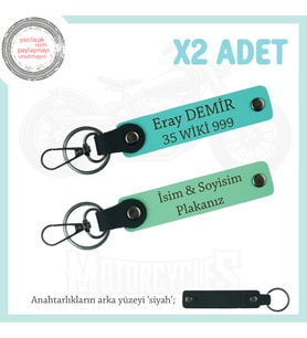 Araç Sahiplerine Özel 2’li Anahtarlık – İsim ve Plaka Yazılabilir Hediyelik, Yeşil-Turkuaz-Syh