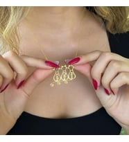 Kişiye Özel Üçüz Kedi İsim Kolye 925K Gümüş (Gold)