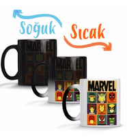 Marvel Spiderman İron Man Sihirli Kupa Bardak Porselen