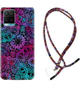Vivo Y11S Y21S Y20 Y20S Y70 Kılıf Boyun Asklı Rasta Silikon Colurful Mandala 1667