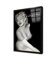 Siyah Beyaz Marilyn Monroe Çerçeveli Cam Tablo