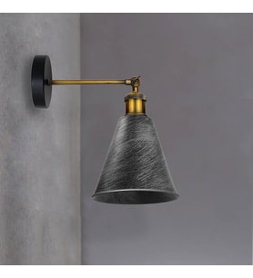 RİOLİGHT VİNTAGE1,RUSTİK1 FIRÇALI GRİ PATİNALI ESKİTME MAFSALLI HAREKETLİ BAŞLIK METAL DUVAR APLİK (Siyah)