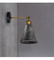 RİOLİGHT VİNTAGE1,RUSTİK1 FIRÇALI GRİ PATİNALI ESKİTME MAFSALLI HAREKETLİ BAŞLIK METAL DUVAR APLİK (Siyah)
