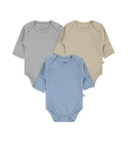 Civil Baby 3 lü Basıc Uzun Kol 0-36 Ay Çıtçıtlı Badi - Kahverengi