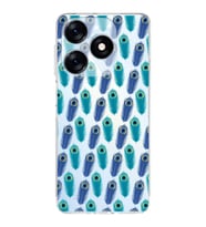 PrintiFy Tecno Spark 10 4G ile Uyumlu Nazar Boncuğu 4 Baskılı Kamera Korumalı Şeffaf Silikon Kılıf
